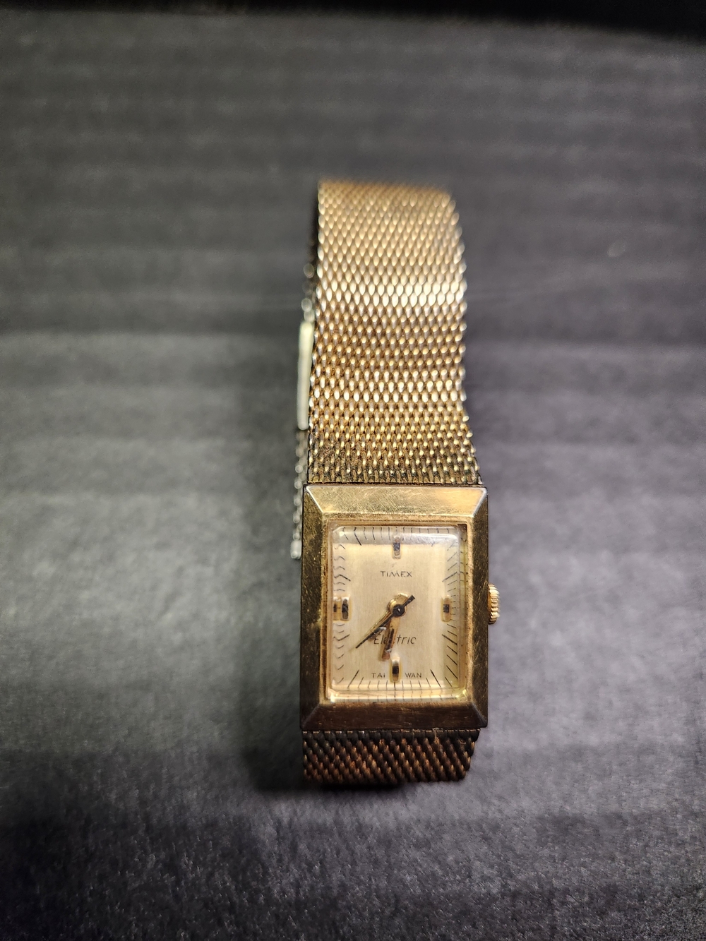 Timex Gold Rectangular Face Mesh Bracelet Watch for Men
